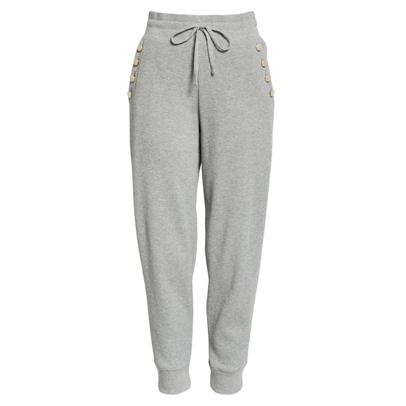 Derek Lam 10 Crosby Rosalie Sailor Button Cotton Waffle Knit Joggers Gray L NWT - Picture 4 of 8